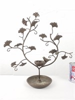Arbuste décoratif en métal avec nid d'oiseau