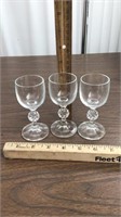 3 Vintage Crystal Cordial glasses