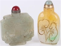 ANTIQUE CHINESE CARVED JADE SNUFF BOTTLES