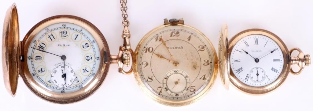 VINTAGE GOLDEN POCKET WATCHES - LOT OF 3