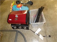 BBQ GRILL BENT UP BUT HAS LOTS OF GOOD NEW PARTS