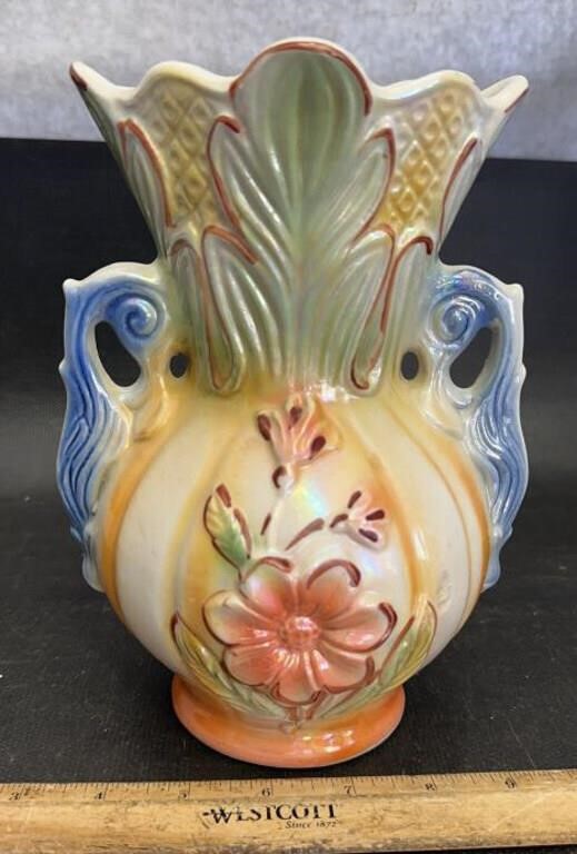 LUSTERWARE OPALESCENT FLORAL PORCELAIN VASE