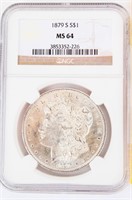 Coin 1879-S Morgan Silver Dollar NGC MS64