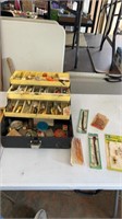 Old Fishing Tackle Box & Contents