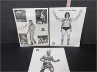 3 OLD WRESTLING AUTOGRAPHED PHOTO PICTURES