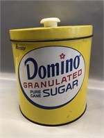 VINTAGE DOMINO SUGAR TIN WITH LID 6x6.5 INCHES