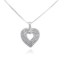 14K WHITE GOLD 4.00CT DIAMOND HEART PENDANT