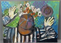 Card Player Modernist Oil Painting on Canvas