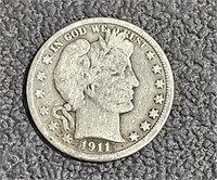 1911 Silver Barber 1/2 Dollar Coin