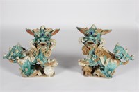 Pair of Qing Dynasty Pottery Kylins,