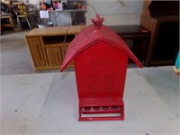 Red bird feeder