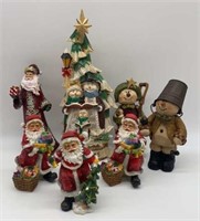 Santa and Snowman Figurines