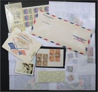 US Stamps and Ephemera Remainders lot with some in