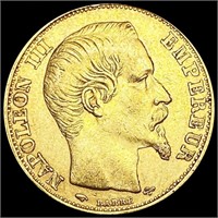1855-A France .1867oz Gold 20 Francs NEARLY