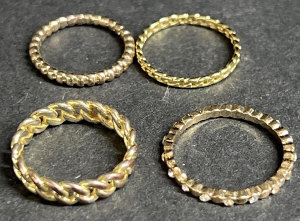 (AW) Gold Tone Rings, One With Diamond Colored