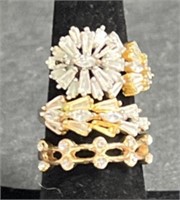 (AW) Gold Tone Rings With Diamond Color