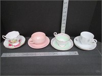 4 Pretty Cups & Saucers