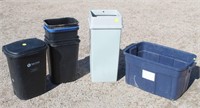 Assorted Plastic Trash Cans, Tote