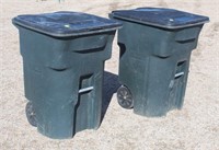 (2) Large Plastic Roll Around Trash Cans