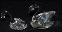 2 Pcs Cut Crystal Swan Figurines