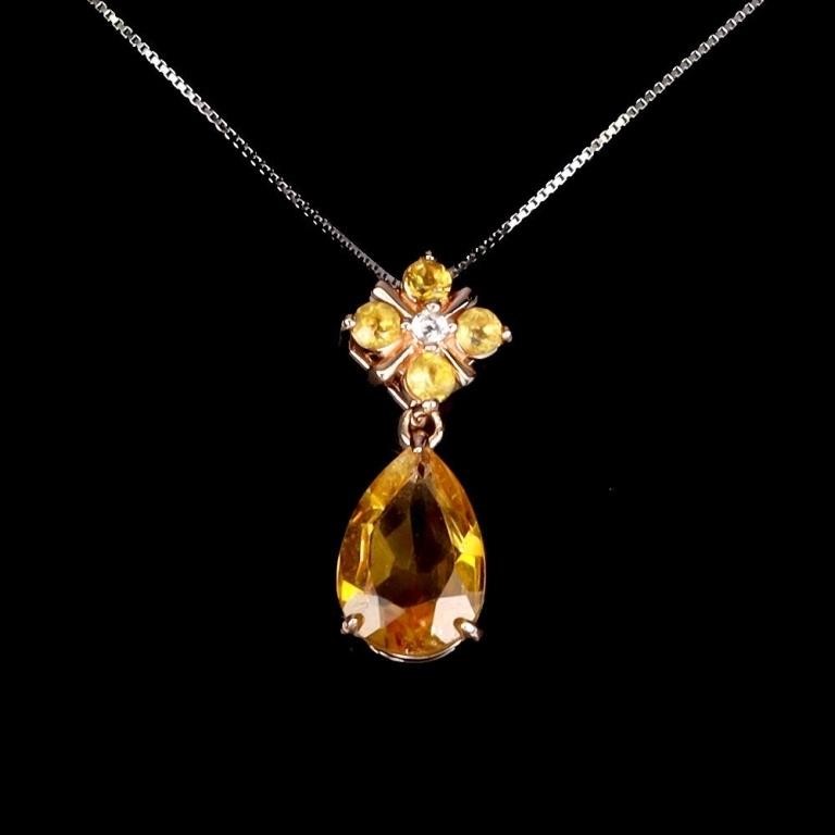 Pear Citrine 12x8mm Cz Gemstone 925 Sterling Silve