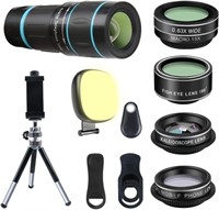 Phone Camera Lens, 6 lenses+ LED Light+ Remote