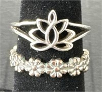 (AI) Sterling Silver Floral Ring Set Sizes 5 and