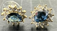 (AI) Roman Earrings with Blue Glass Stones and
