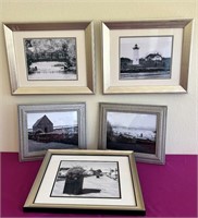 5 Black and White Framed Photographs