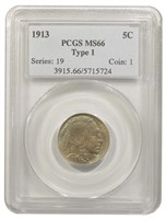 PCGS MS-66 1913 Type I Buffalo Nickel