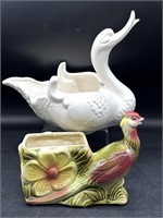 Swan and Pheasant Planters 11” x 8” and Smaller