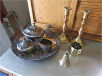 brass items & silver plated serving items