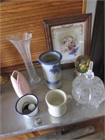 vases,glass covered dish,picture & items