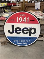 JEEP ROUND TIN SIGN-APPROX 30" ACROSS