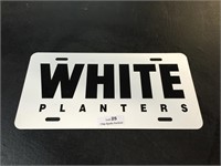 Vintage White Planters Metal License Plate