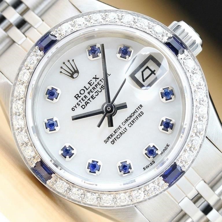 Rolex Ladies Datejust Sapphire Diamond Watch