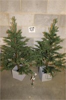 (2) Planter Trees with Lights - 39" Tall