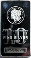 10 oz Silver Bullion Bar - Morgan Design