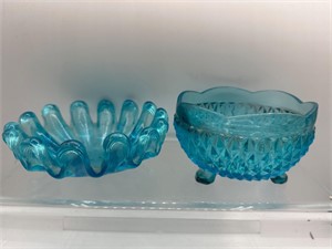 Vintage blue glass bowls