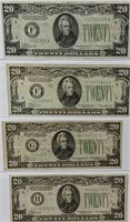 Eight 1934 Twenty Dollar Federal Reserve Notes