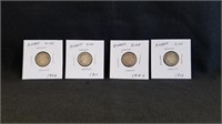 1906, 1911, 1912 & 1914S Barber Dimes