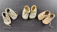 3 Pairs of Antique Baby Shoes