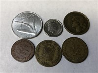 6 Foreign Coins from the 40s and 50s