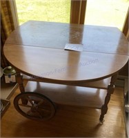 Wood Two Wheeled Table Cart