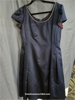 Vintage Blue Satin Gown w Rhinstones XL