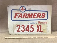 Farmers Monsanto sign. 24" x 16”.