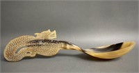 Chinese Dragon Horn Spoon 12"