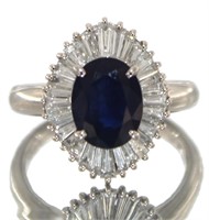 Platinum 3.11 ct Sapphire & Diamond Ring