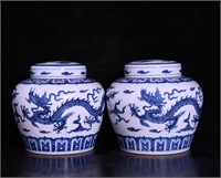 Chinese blue and white porcelain jar pair