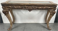 11 - CONSOLE TABLE W/ GLASS INSET TOP